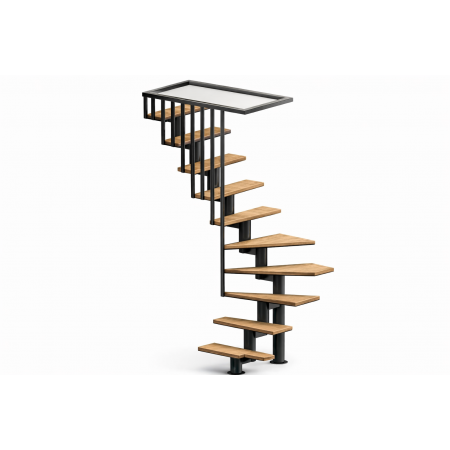 Лестница металлическая с деревянными ступенями для компактных пространств A-54